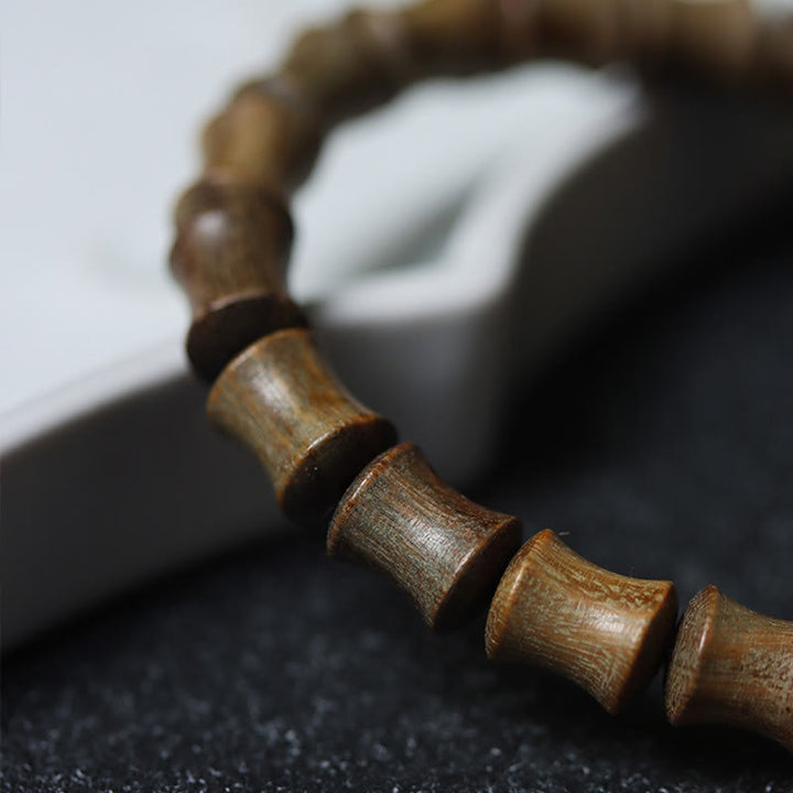 Buddha Stones Tibetan Nine-Eye Dzi Bead Green Sandalwood Peace Bracelet - image 12