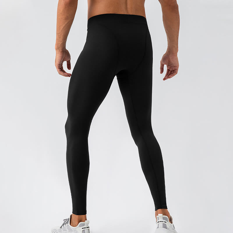 Buddha Stones Plain High Waist Elastic Breathable Sports Men's Leggings Pants - image 3