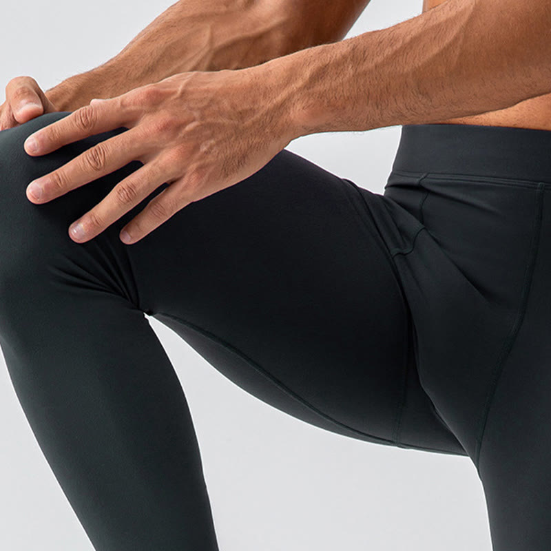 Buddha Stones Plain High Waist Elastic Breathable Sports Men's Leggings Pants - image 25