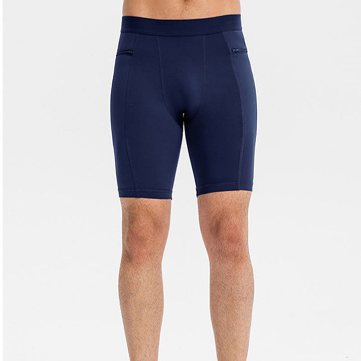 Buddha Stones Men's Tight Stretch High Elasticity Quick Dry Sports Shorts With Zipper Pockets - image 26