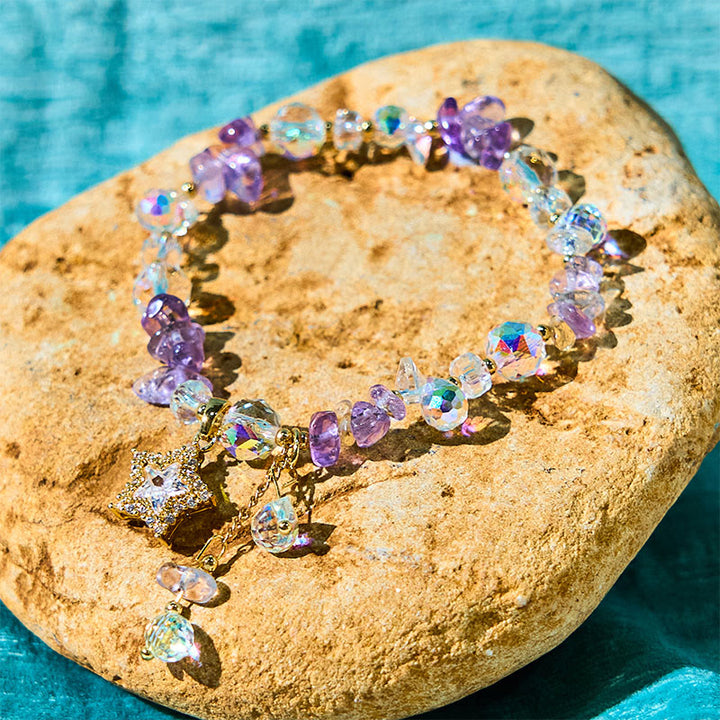 Buddha Stones Natural Amethyst Crystal Star Charm Positive Transformation Bracelet - image 4