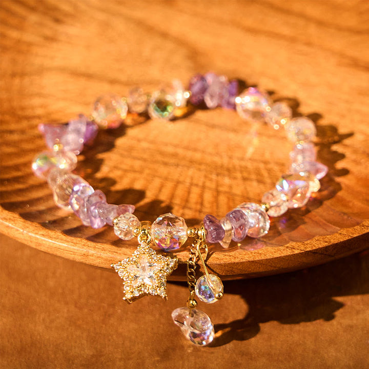 Buddha Stones Natural Amethyst Crystal Star Charm Positive Transformation Bracelet - image 1