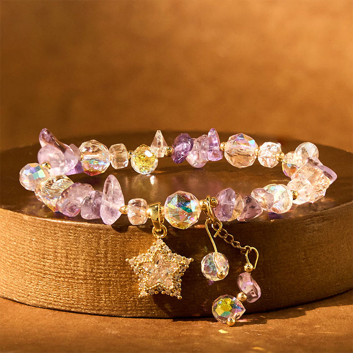 Buddha Stones Natural Amethyst Crystal Star Charm Positive Transformation Bracelet - image 5