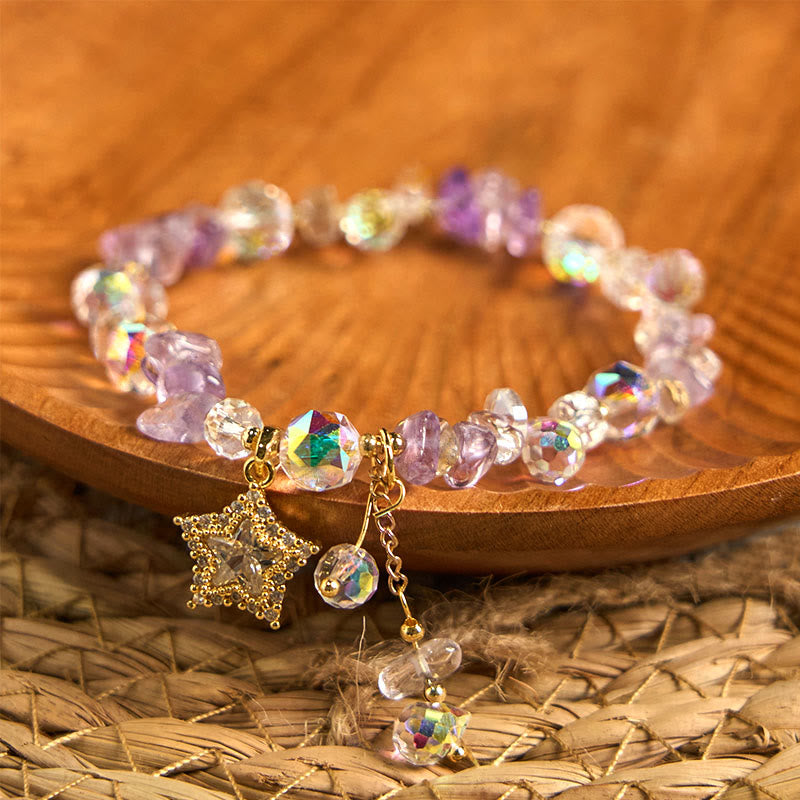 Buddha Stones Natural Amethyst Crystal Star Charm Positive Transformation Bracelet - image 2