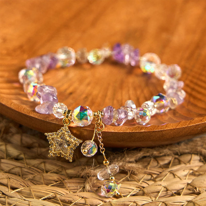 Buddha Stones Natural Amethyst Crystal Star Charm Positive Transformation Bracelet - image 2