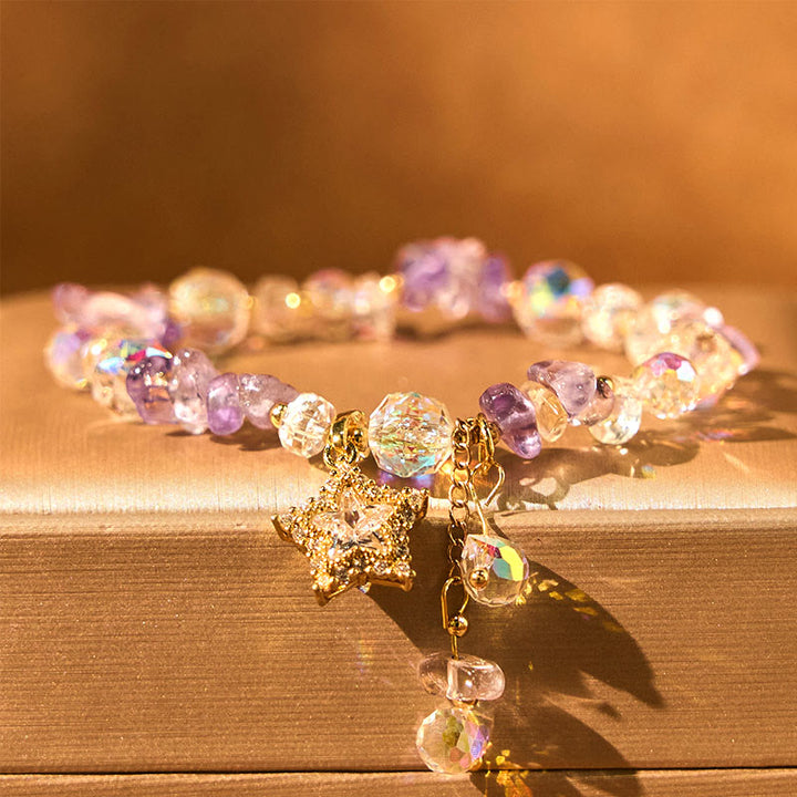 Buddha Stones Natural Amethyst Crystal Star Charm Positive Transformation Bracelet - image 2