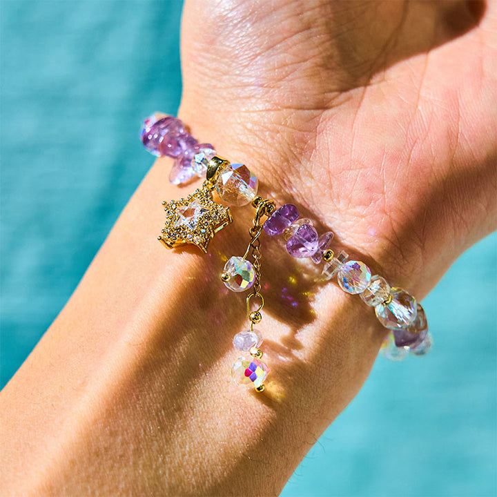 Buddha Stones Natural Amethyst Crystal Star Charm Positive Transformation Bracelet - image 5