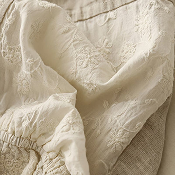 Buddha Stones Casual Embroidery Patchwork Fabric 7-8 Length Cropped Pants Women's Cotton Harem Pants With Pockets - image 11