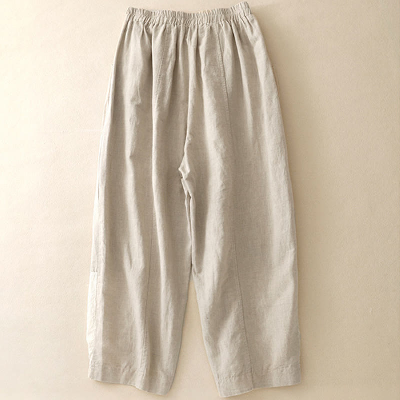 Buddha Stones Casual Embroidery Patchwork Fabric 7-8 Length Cropped Pants Women's Cotton Harem Pants With Pockets - image 6