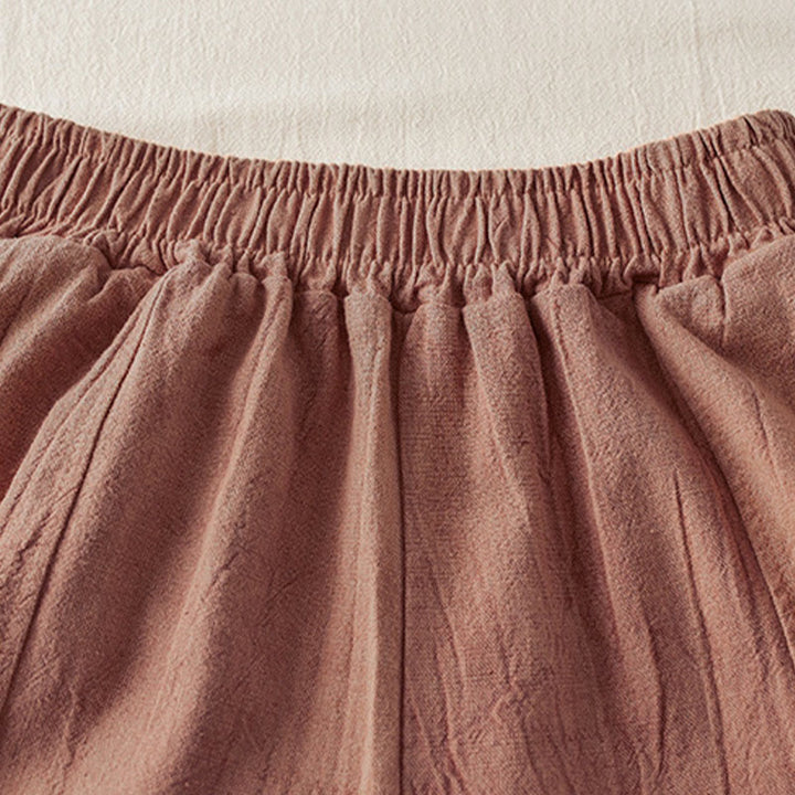 Buddha Stones Casual Loose Straight Leg 7-8 Length Cropped Pants Women's Cotton Harem Pants With Pockets - image 3