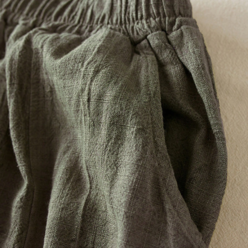Buddha Stones Casual Loose Straight Leg 7-8 Length Cropped Pants Women's Harem Pants With Pockets - image 15