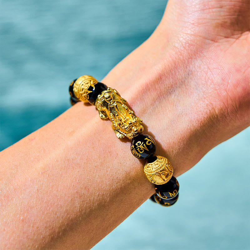 Buddha Stones FengShui PiXiu Obsidian Wealth Bracelet - image 1