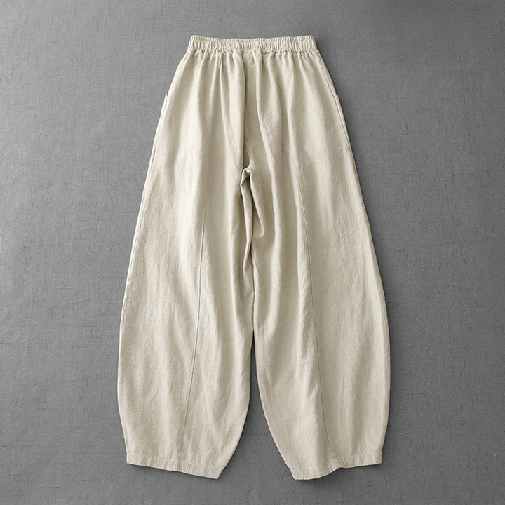 Buddha Stones Casual Plain 7-8 Length Women's Cotton Linen Harem Pants With Pockets - image 1