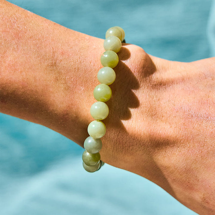 Buddha Stones Green Jade Flower Fu Character Charm Luck Bracelet - image 2