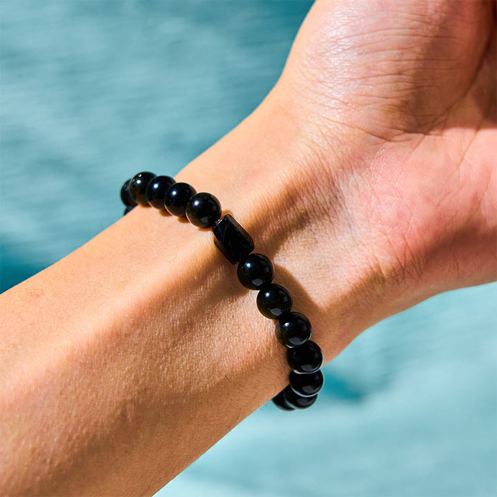 Buddha Stones Gold Sheen Obsidian Black Tourmaline Wealth Bracelet - image 1