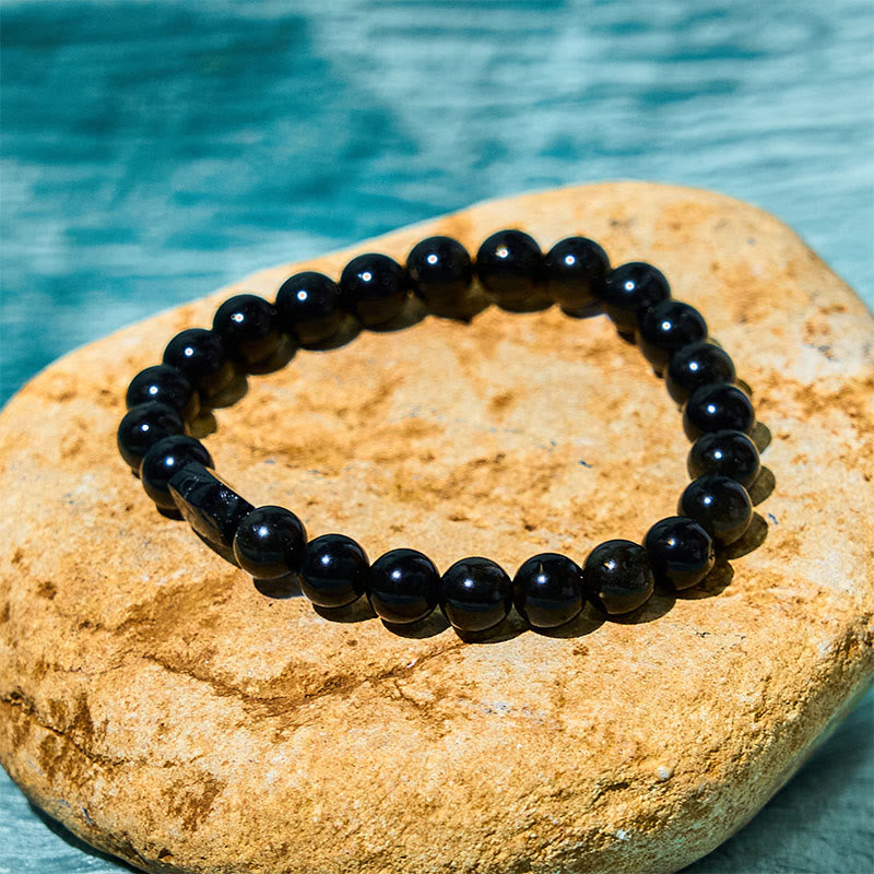 Buddha Stones Gold Sheen Obsidian Black Tourmaline Wealth Bracelet - Gold Sheen Obsidian Black Tourmaline(Wrist Circumference: 14-16cm) - image 0