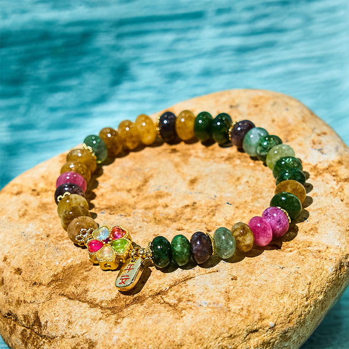 Buddha Stones Tourmaline Jade Safe And Well Love Bracelet - image 0