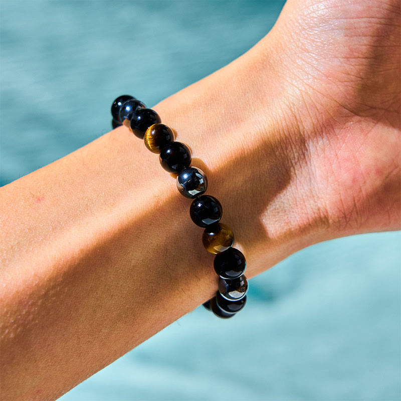 Buddha Stones Natural Tiger's Eye Obsidian Hematite Positive Powerful Bracelet - image 2