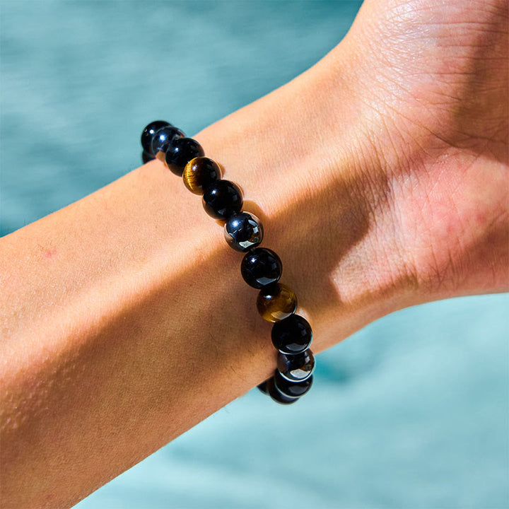 Buddha Stones Natural Tiger's Eye Obsidian Hematite Positive Powerful Bracelet - image 2