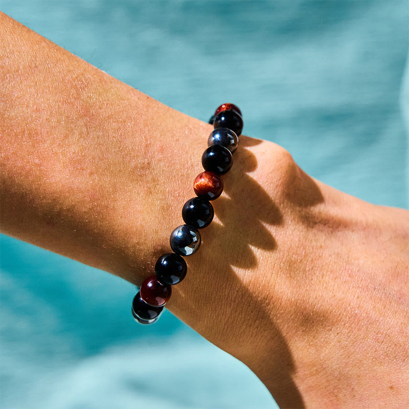 Buddha Stones Natural Tiger's Eye Obsidian Hematite Positive Powerful Bracelet - image 11