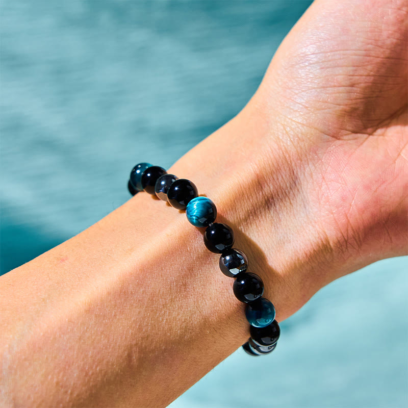 Buddha Stones Natural Tiger's Eye Obsidian Hematite Positive Powerful Bracelet - image 29