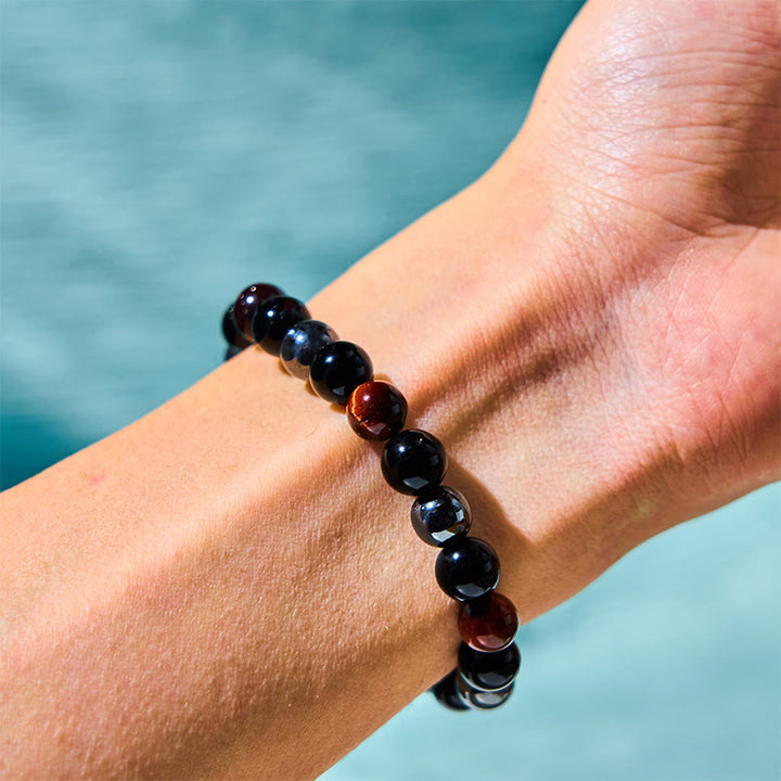 Buddha Stones Natural Tiger's Eye Obsidian Hematite Positive Powerful Bracelet - image 12