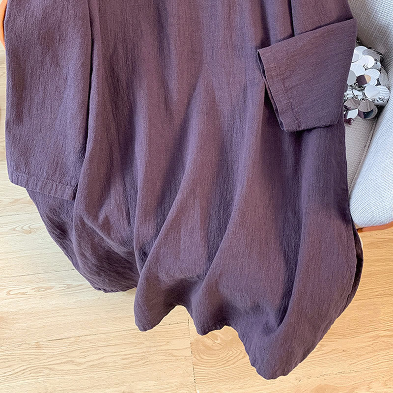 Buddha Stones Casual Women's Plain Frog-Button Stand Collar Design Long Sleeve Shirt - image 7