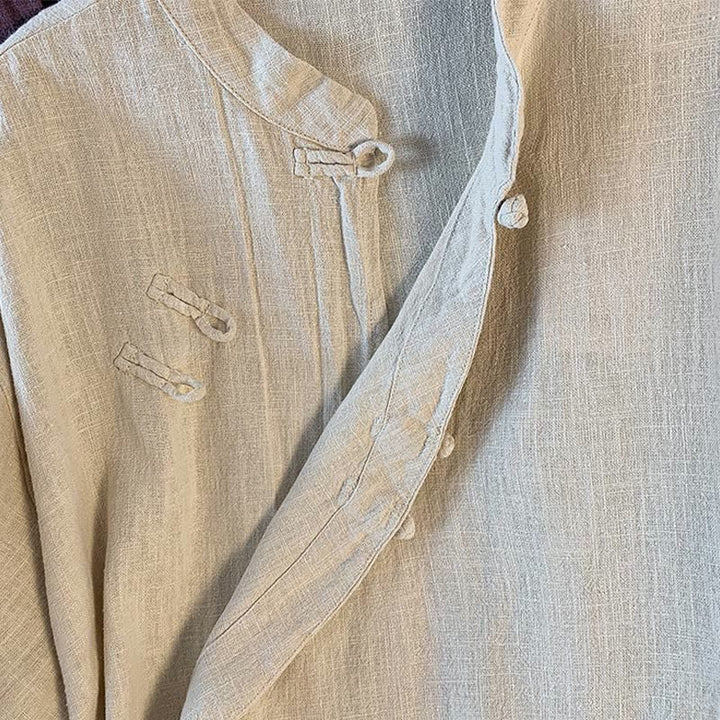 Buddha Stones Casual Women's Plain Frog-Button Stand Collar Design Long Sleeve Shirt - image 17