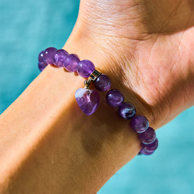 Buddha Stones Natural Quartz Love Heart Healing Beads Bracelet - image 1