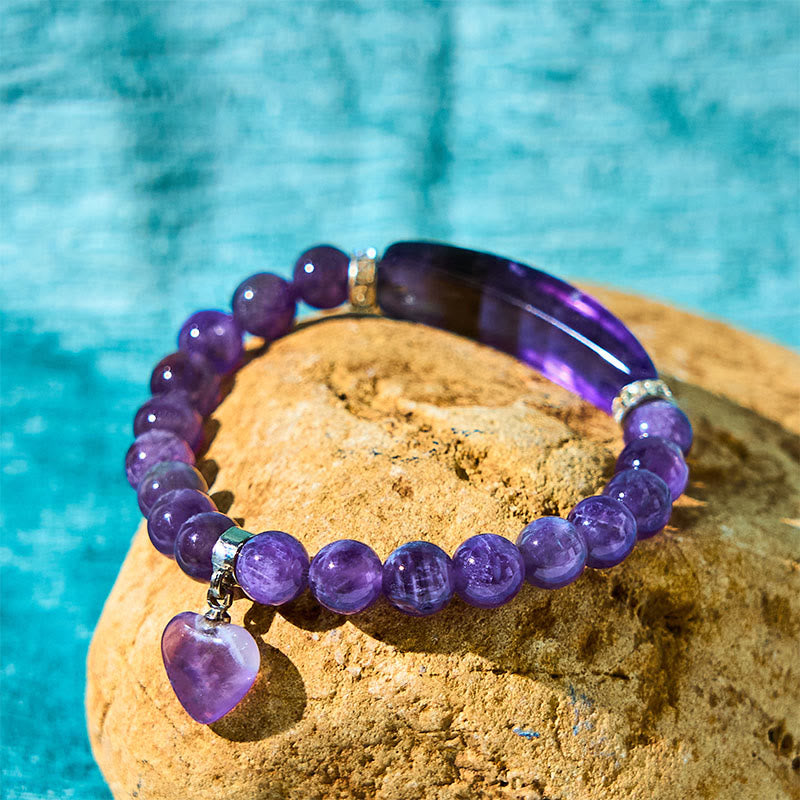 Buddha Stones Natural Quartz Love Heart Healing Beads Bracelet - image 3