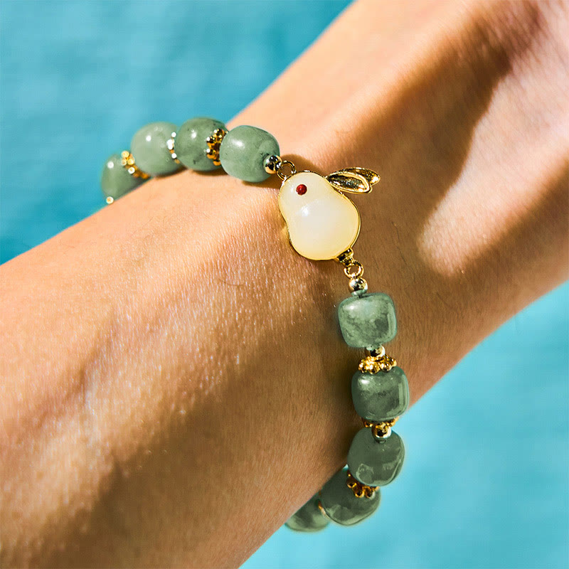 Buddha Stones Year of the Rabbit Natural Green Aventurine Luck Bead Bracelet - Rabbit Beaded Bracelet - image 0