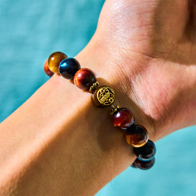 Buddha Stones Tiger Eye Stone Beads Protection Courage Bracelet - image 1