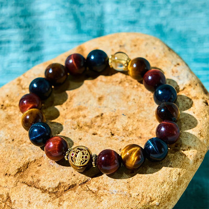 Buddha Stones Tiger Eye Stone Beads Protection Courage Bracelet - image 2