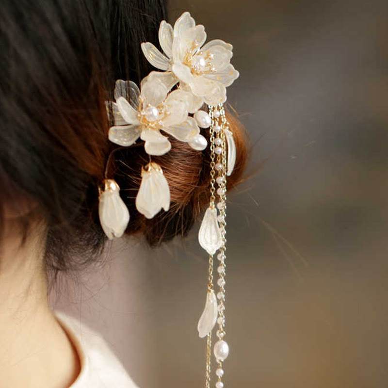 Buddha Stones Classical Magnolia Tassel Side Hair Clip - image 2