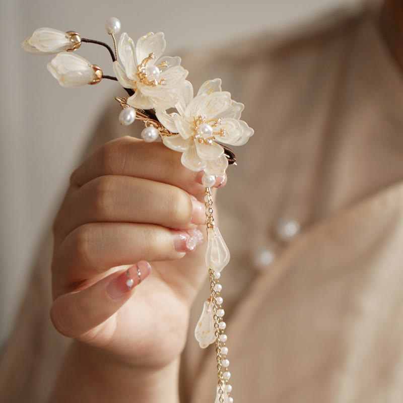 Buddha Stones Classical Magnolia Tassel Side Hair Clip - image 10