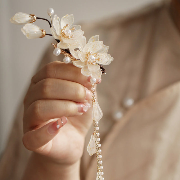 Buddha Stones Classical Magnolia Tassel Side Hair Clip - image 10