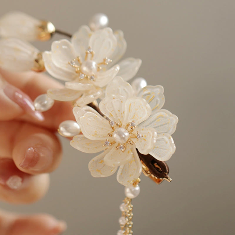 Buddha Stones Classical Magnolia Tassel Side Hair Clip - image 4