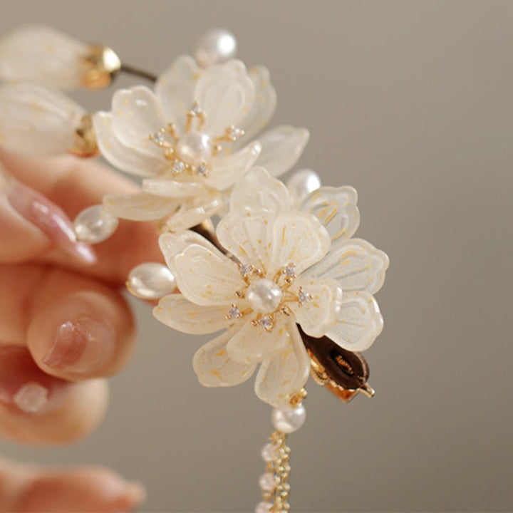 Buddha Stones Classical Magnolia Tassel Side Hair Clip - image 4