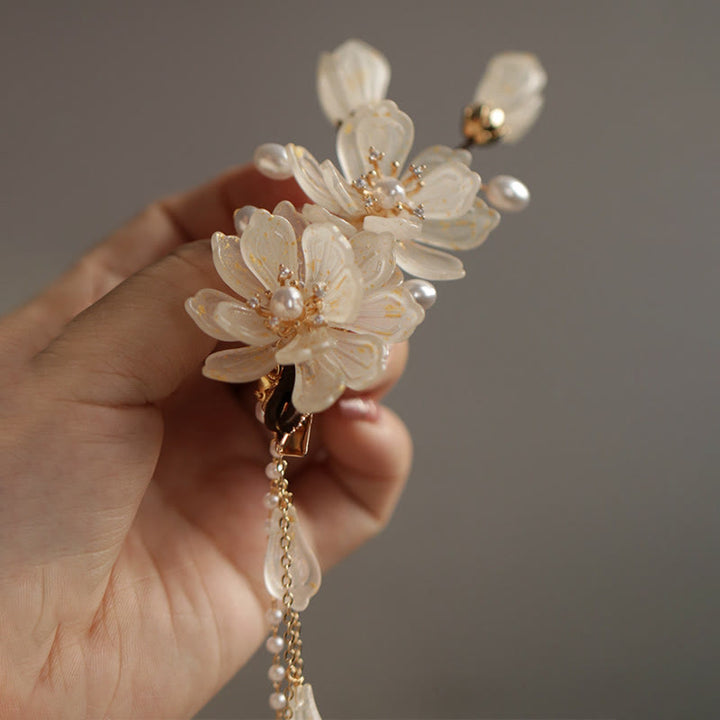 Buddha Stones Classical Magnolia Tassel Side Hair Clip - image 5