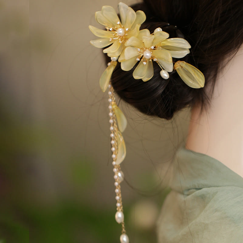 Buddha Stones Classical Magnolia Tassel Side Hair Clip - image 14