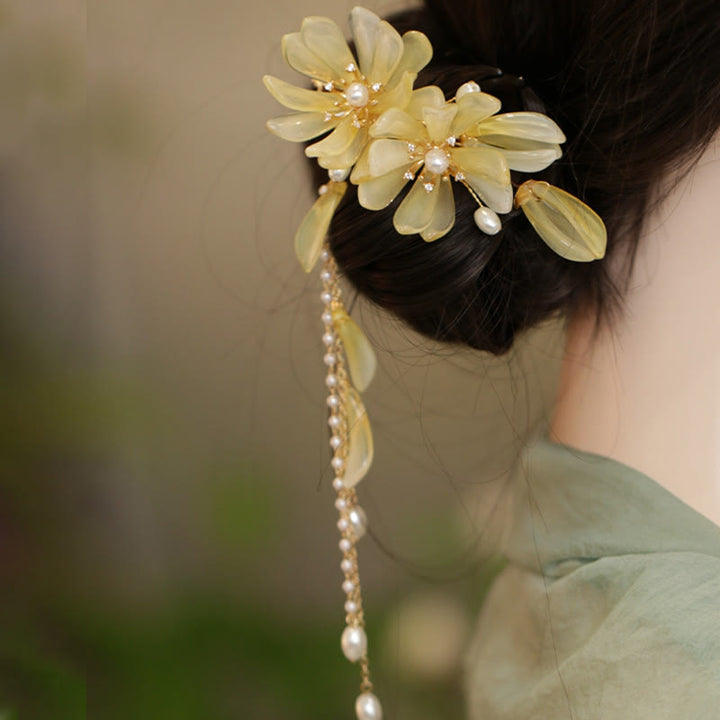 Buddha Stones Classical Magnolia Tassel Side Hair Clip - image 14