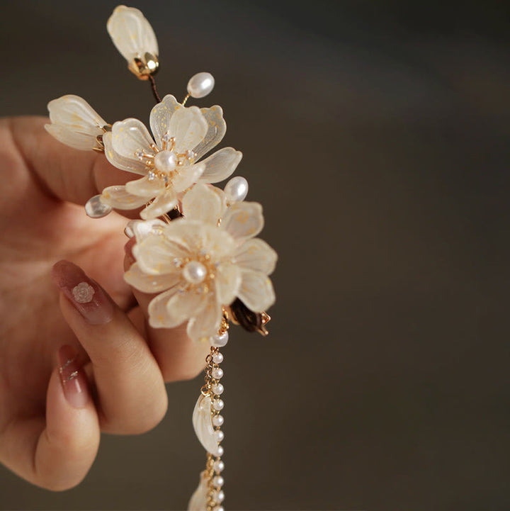 Buddha Stones Classical Magnolia Tassel Side Hair Clip - image 7