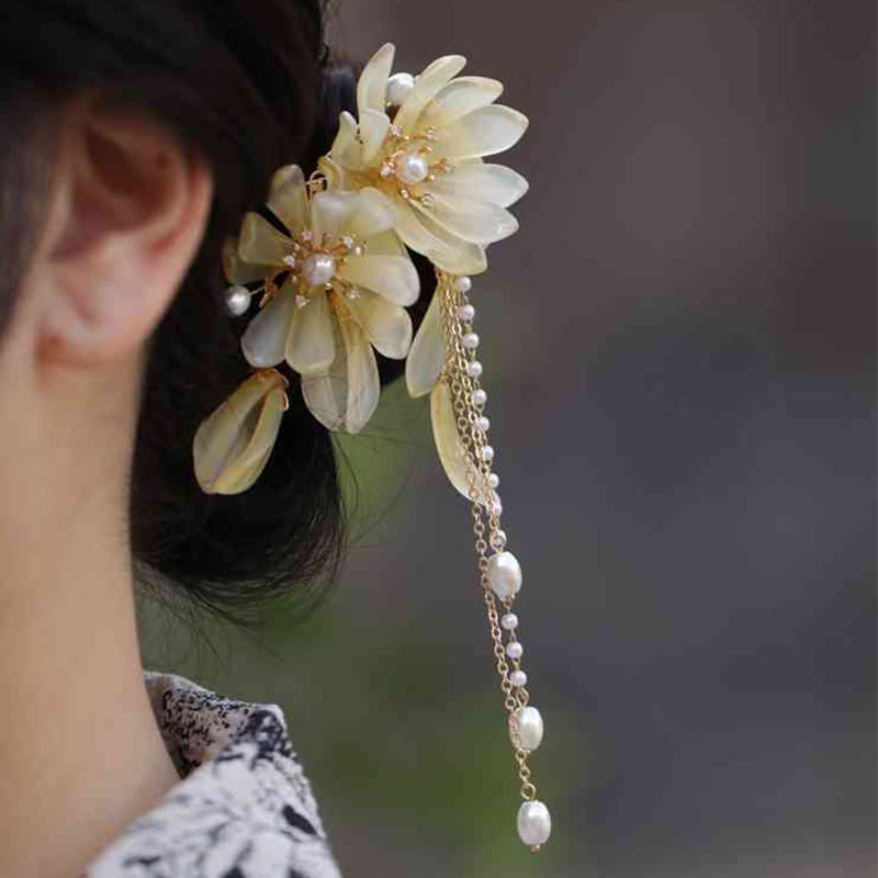 Buddha Stones Classical Magnolia Tassel Side Hair Clip - image 11
