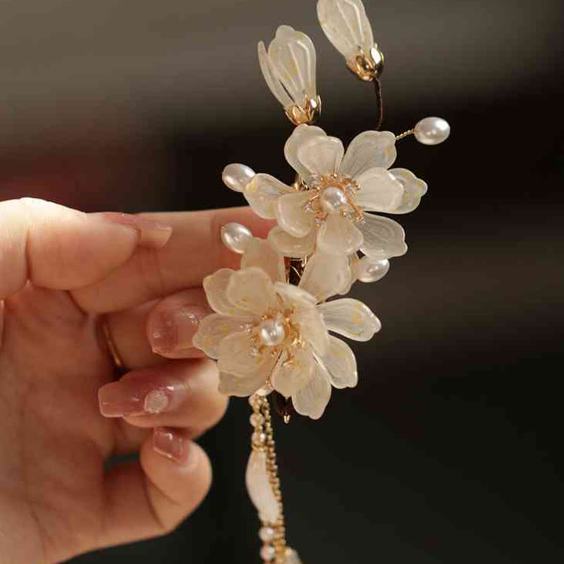 Buddha Stones Classical Magnolia Tassel Side Hair Clip - image 8