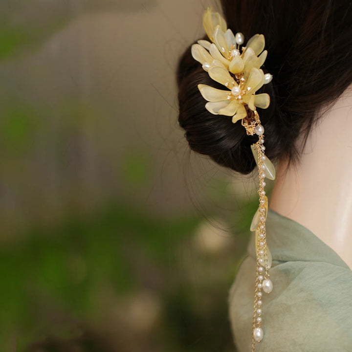 Buddha Stones Classical Magnolia Tassel Side Hair Clip - image 15