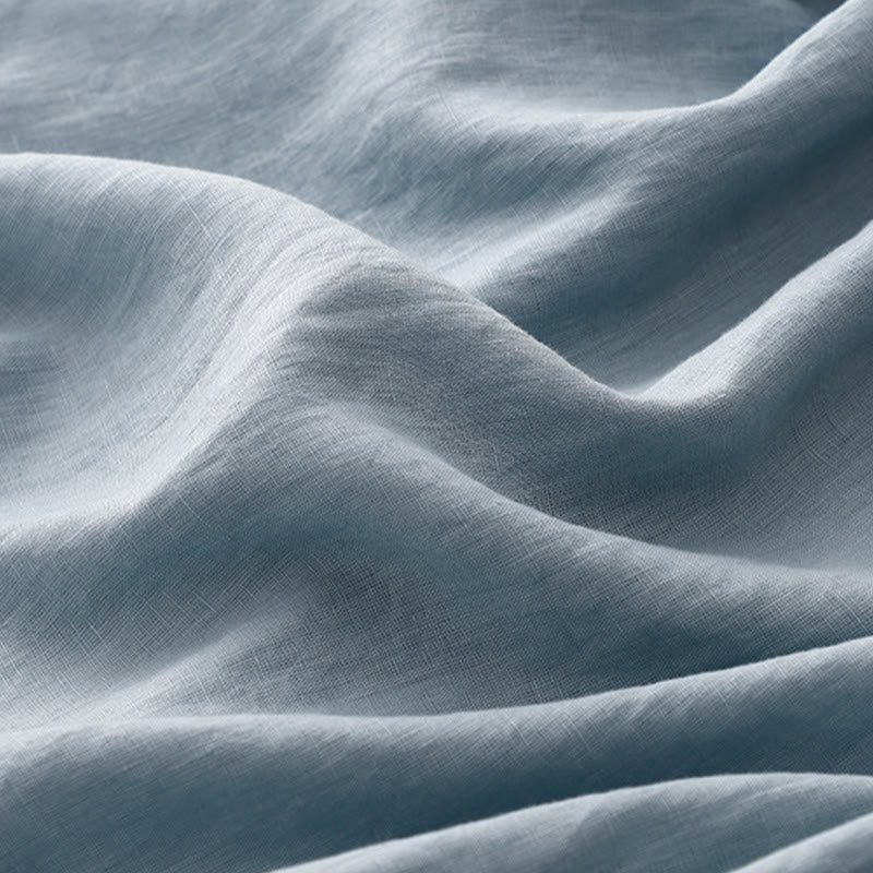 Buddha Stones Casual Plain Crew Neck Lace-up Half Sleeve Cotton Linen Midi Dress With Pockets - image 16