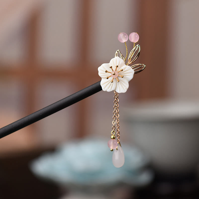 Buddha Stones Classical Chinese Style Bauhinia Tassel Wood Hairpin - Bauhinia Tassel Hairpin - image 0