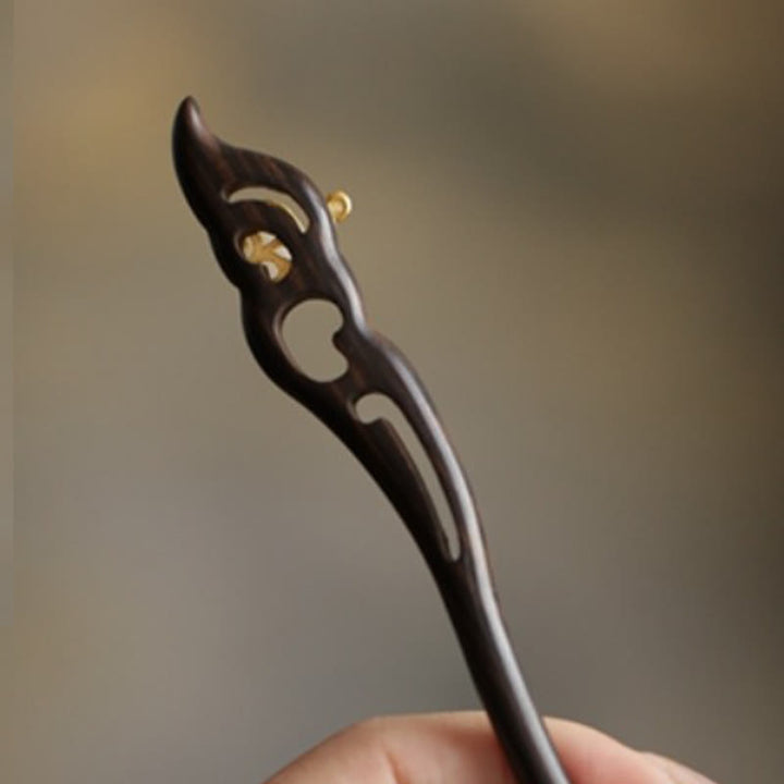 Buddha Stones Auspicious Cloud Sandalwood Rabbit Protection Hairpin - image 25