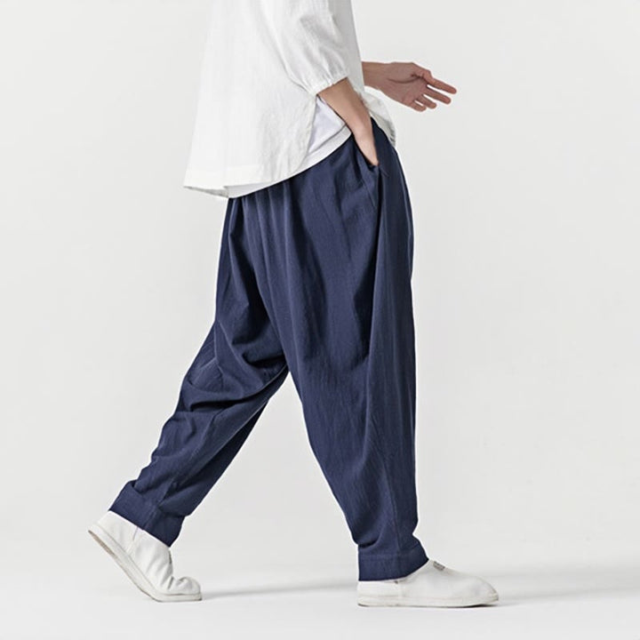 Buddha Stones Solid Color Drawstring Men's Harem Pants With PocketsAnkle-Length (9 Length) - image 4