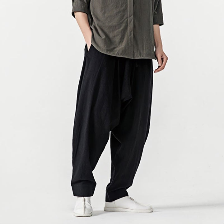 Buddha Stones Solid Color Drawstring Men's Harem Pants With PocketsAnkle-Length (9 Length) - image 16